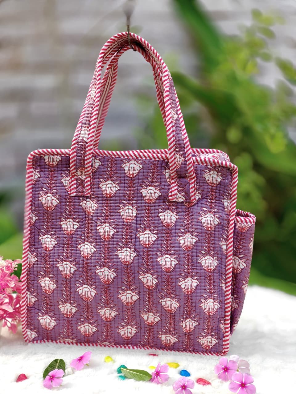 Floral Quilted lunch box Hand bag