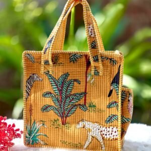 Yellow Quilted lunch box Hand bag