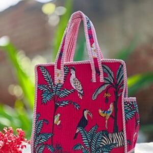 Red Quilted lunch box Hand bag