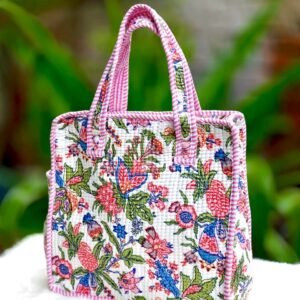 Floral Quilted lunch box Hand bag