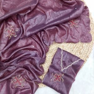 Soft Tissue Gold Crush Saree with Handwork khatliwork