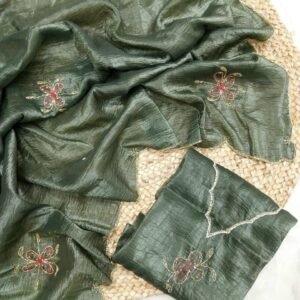 Soft Tissue Gold Crush Saree with Handwork khatliwork