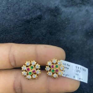 American Diamonds Metal Big Top Earrings