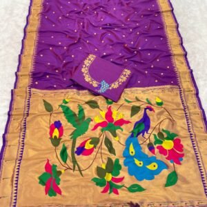 Soft Silk Paithani Saree with polka zari motifs