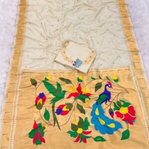 Soft Silk Paithani Saree with polka zari motifs