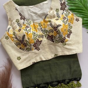Designer BLOUSE WITH KHADI COTTON SAREE