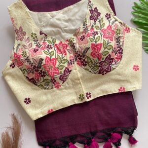 Designer BLOUSE WITH KHADI COTTON SAREE