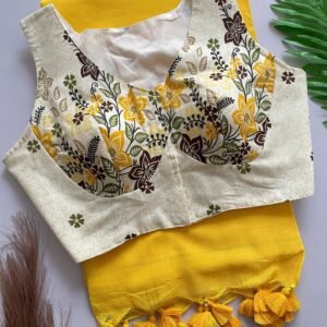 Designer BLOUSE WITH KHADI COTTON SAREE