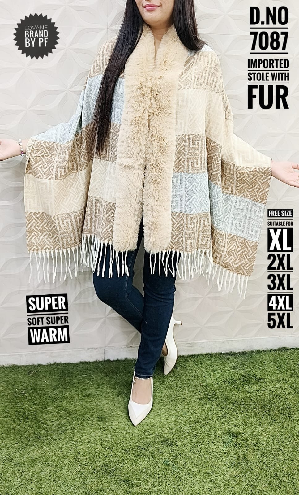 BEAUTIFUL STYLISH IMPORTED WINTER WEAR STOLE WITH FOUX FUR