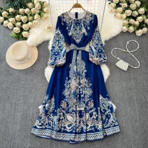 COTTON CREPE DRESS WITH BELT