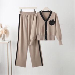 Winter Cords with Crochet flower