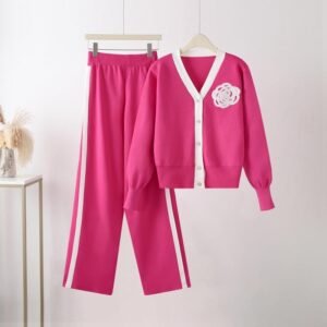 Winter Cords with Crochet flower