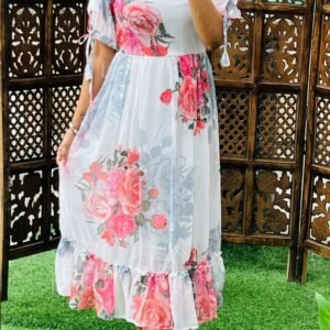 Flower print georgette dress