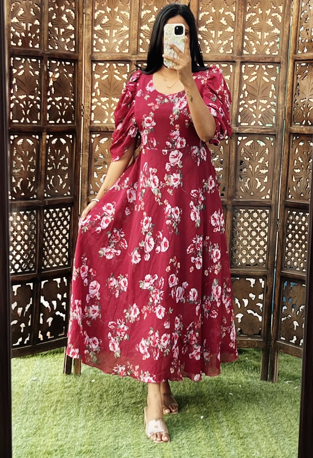 Georgette Puff sleeve dress