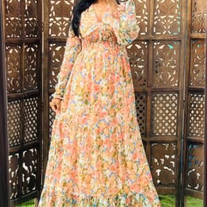 Chiffon V neck dress