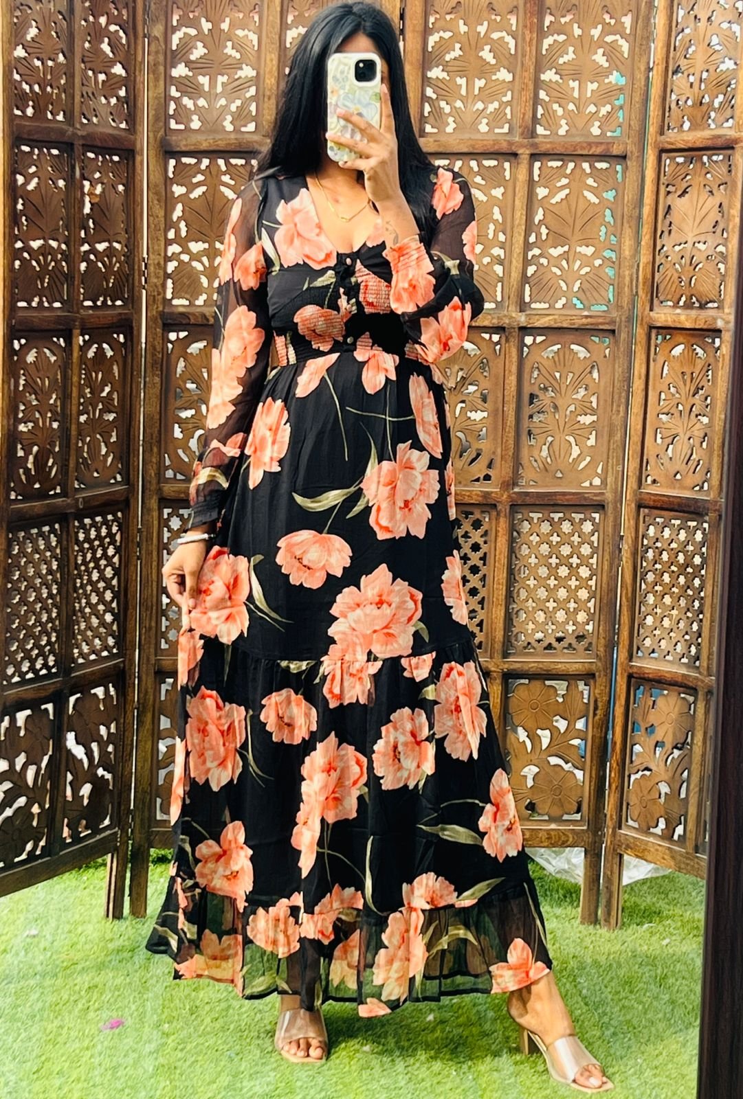 Chiffon V neck dress