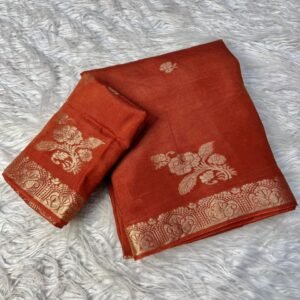 Viscos soft dola floral border butta