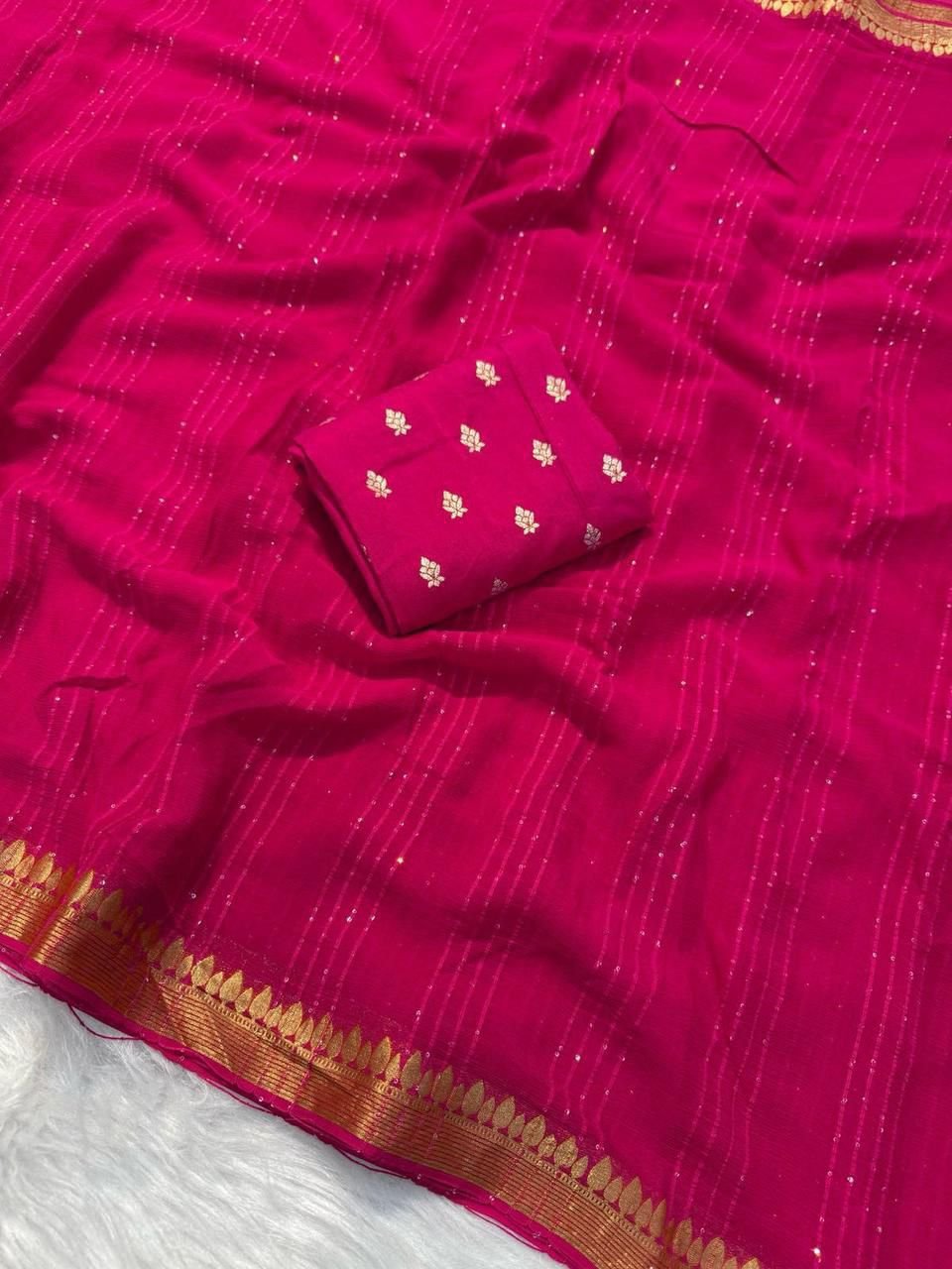 Pure Viscous Georgget Sequence Saree