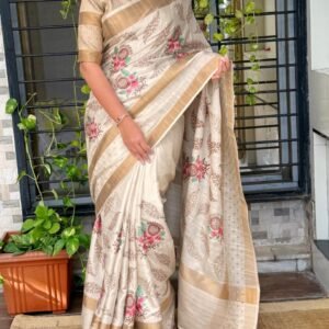 Tusser cotton jacquard saree