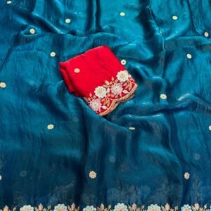 Soft Fendy satin silk saree with embroidery therd matching work