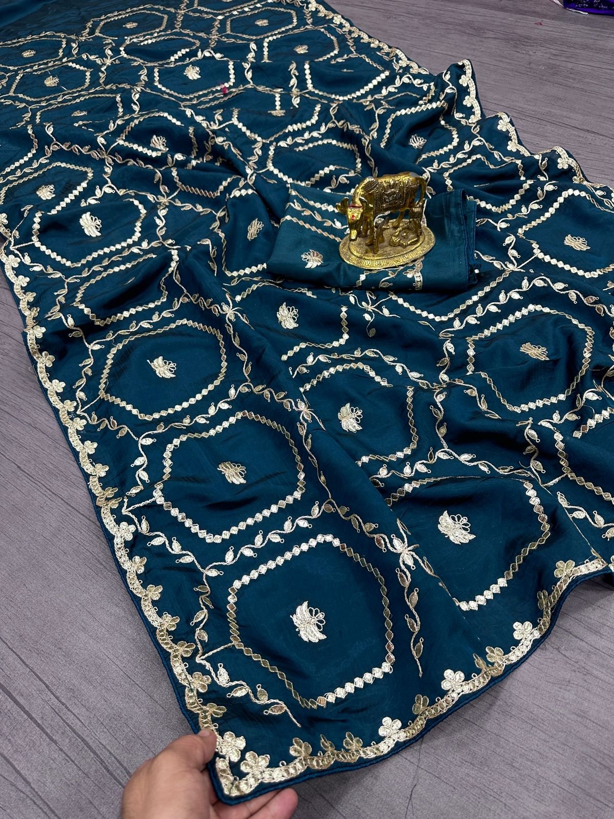 Pure n Premium HO silk high Quality with fancy Saree Gota work