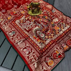 Saree with all-over flower bandhani design