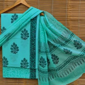 Hand block printed cotton suits with cotton dupatta