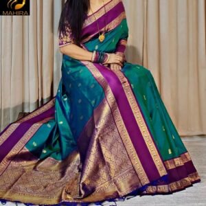 Premium Kanijivaram Soft Silk Sarees with Copper zari jaal weaves