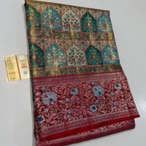 Bridal wear pure kanchipattu tissue 4d edge to edge Meenakari patterns