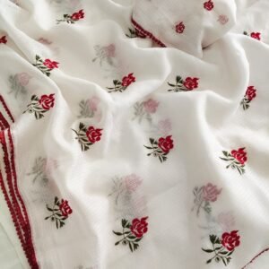 Primium Soft Kota Doriya Fabric With Cross stitch Multy Thread Work Sarees.