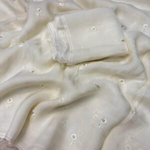 Pure viscose organza with pure viscose thread embroidered worked sunflowers saree