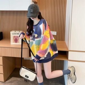 Imported Winter/Autumn/ Spring Season Oversized Tie & Dye Dyed Full Sleeves Sweatshirt