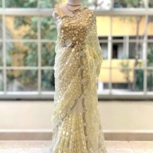 Exquisite Organza Saree with original mirror work