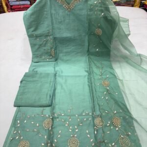 Handloom Modal Silk Kurti/Premium quality fabric/Hand Work/Gotta Work With Duppta nd Pants