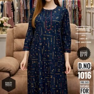 BEAUTIFUL STYLISH PRINTED LONG RAYON SIDE SLIT KURTI FOR SUMMER