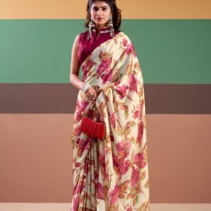 Satin Silk Saree with fully stitched blouse