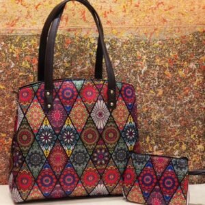 Beautiful Ikkat fabric Triple partition Tote bag