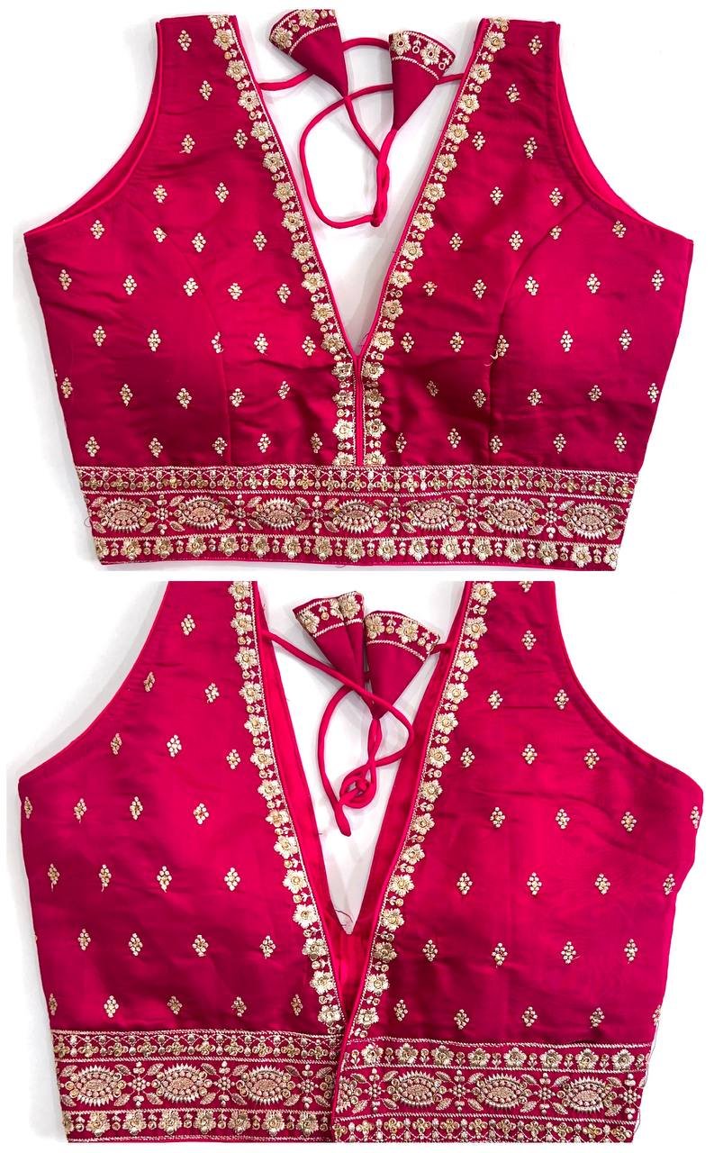 Readymade silk Blouse with thread work and handwork