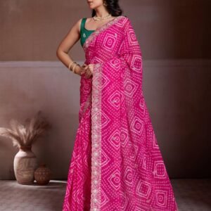 Soft Georgette fabric with Bandhej Print Saree