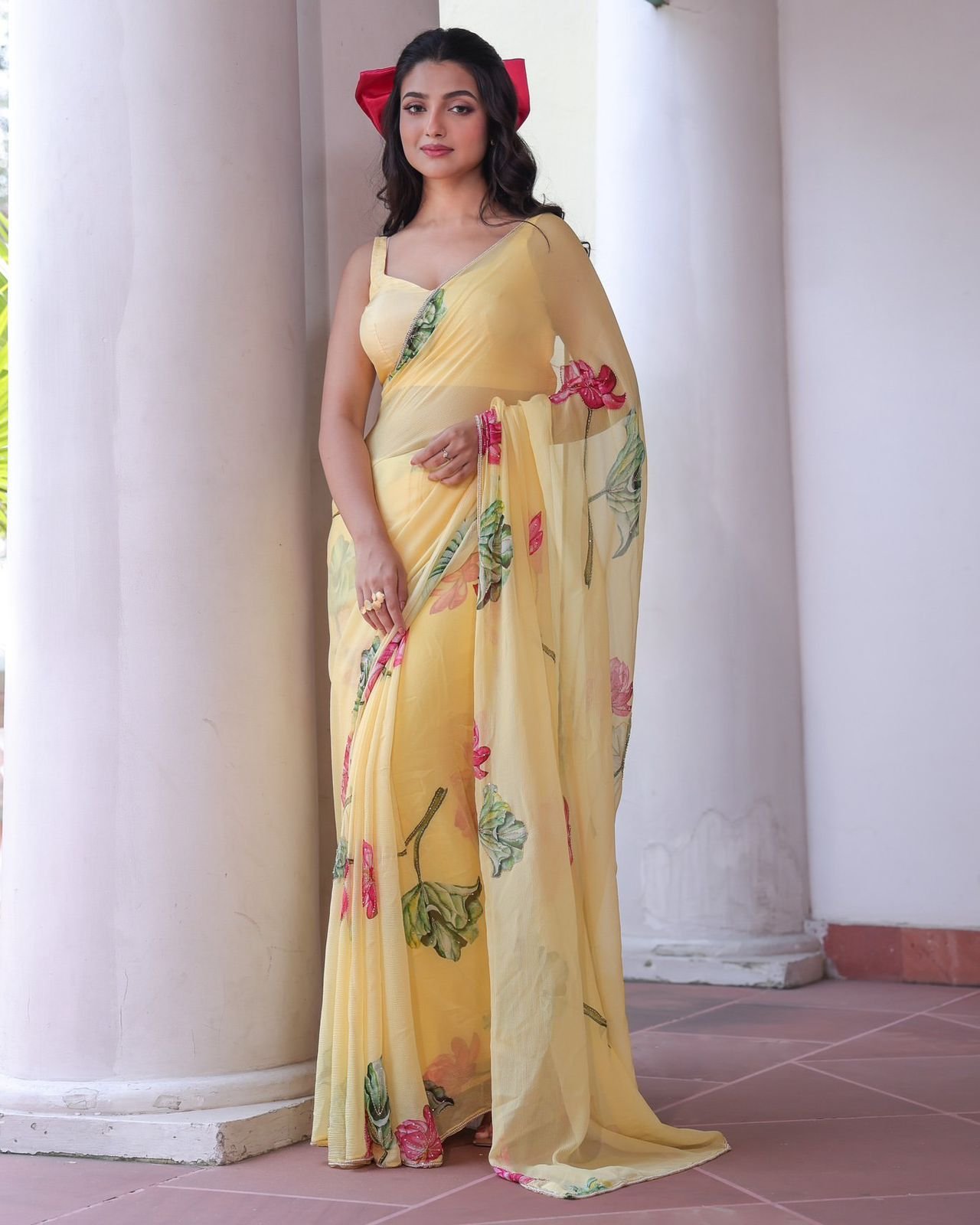 New Soft Tebby Silk floral handwork saree