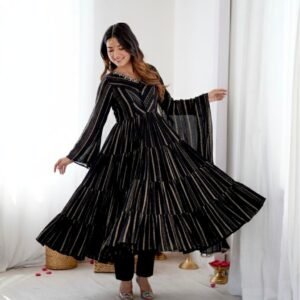 Mal Chanderi Women’s Ethnic Wear Ruffle Gown