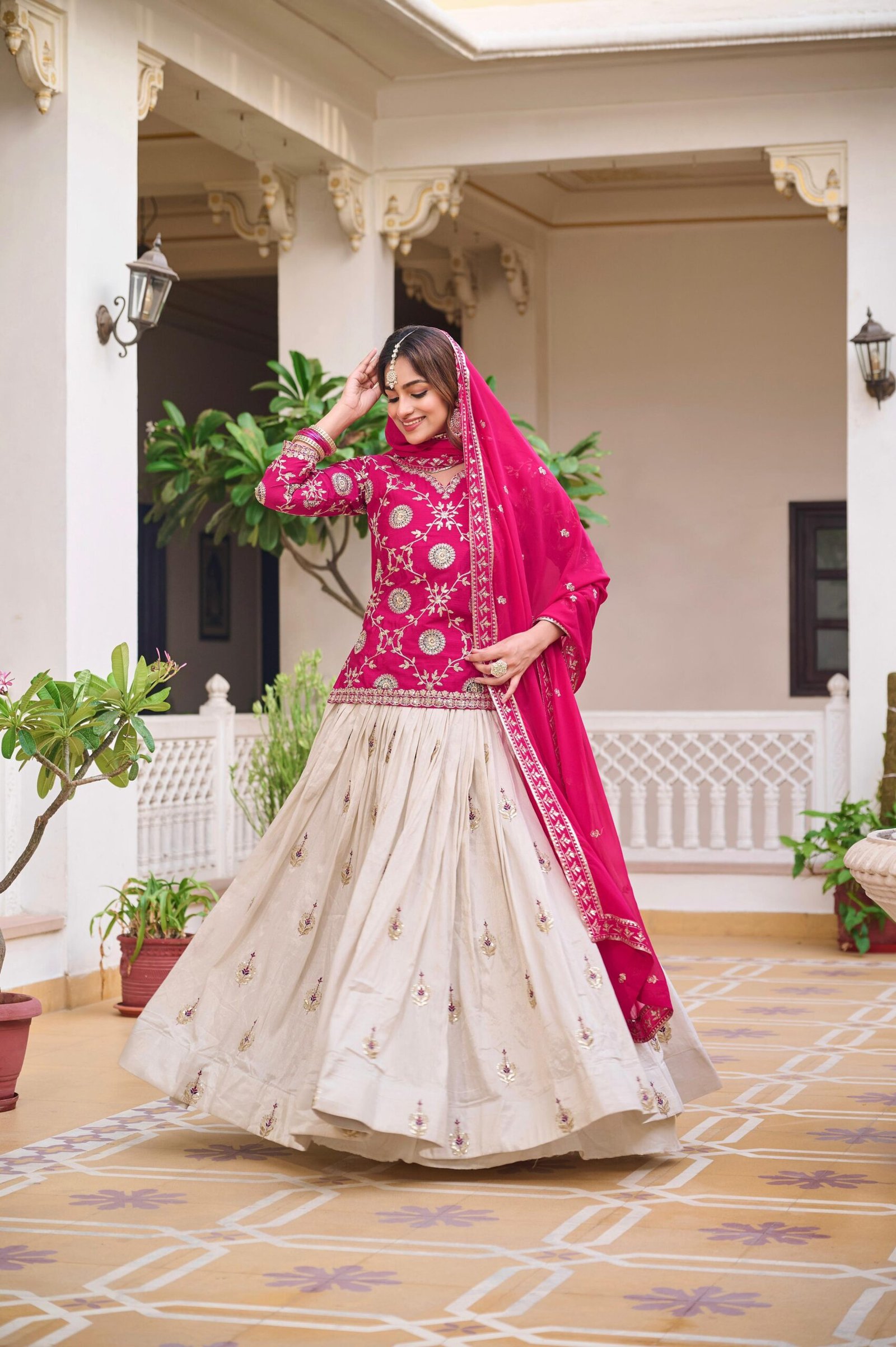 Pure chinon Heavy Embroidery Cording Sequence & Thread Work