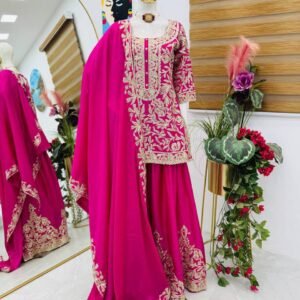 Hevy Chinon Silk Top Sharara & Dupatta Set