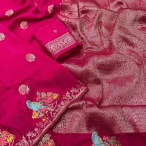 New rani pure georgette banarsi woven saree