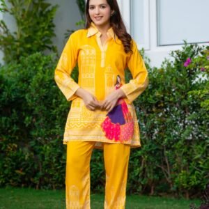 Abstract Printed Muslin Silk Co-ord set with Cotton Linning