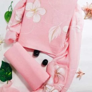 Hand block printed cotton dress materials with chiffon duptta