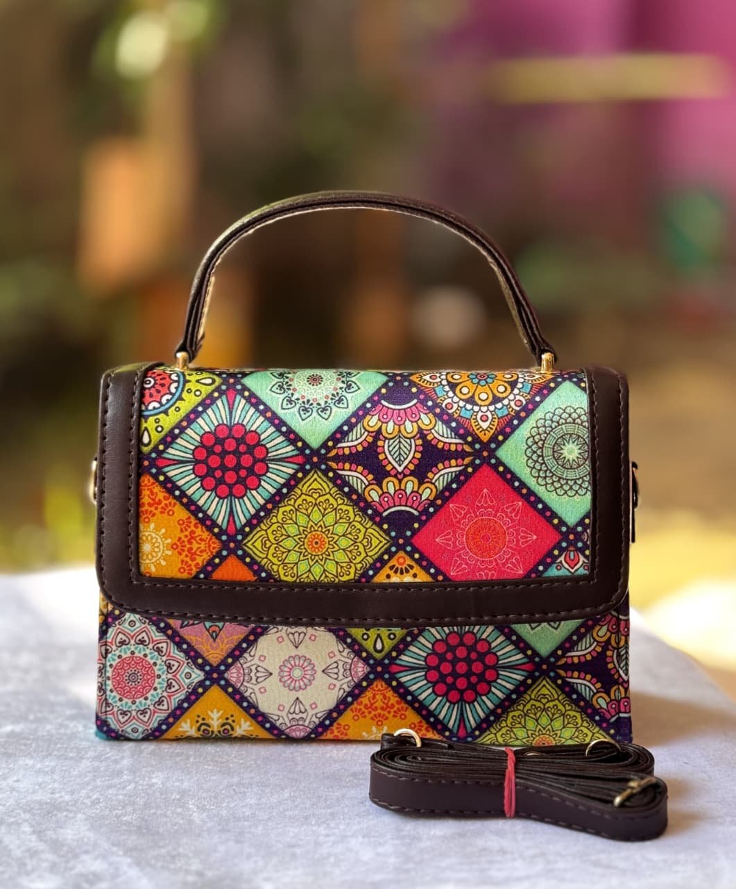 Beautiful ikkat fabric Box sling
