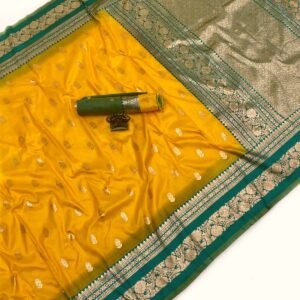 Pure Soft Banarasi Silk Saree with weaving butta and rich pallu