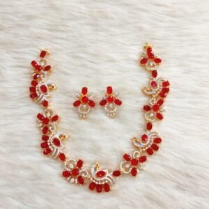 Red American Diamond Necklace