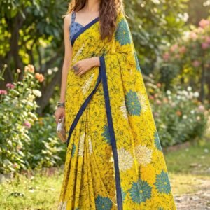 Madhubani Hand Block Printed Cotton Sarees